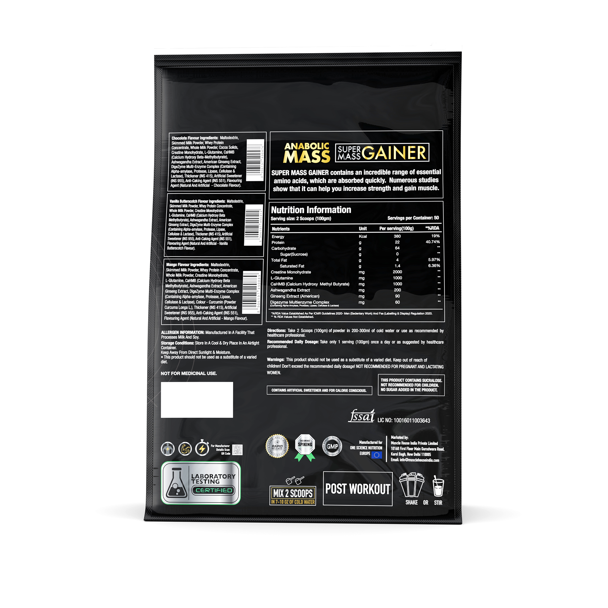 Anabolic Mass – Super Mass Gainer 50Sv - One Science Nutrition (OSN)
