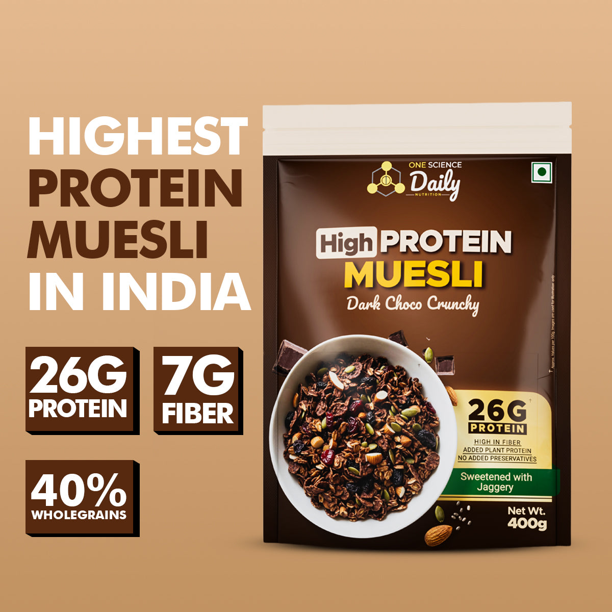 High Protein Muesli | Dark Choco Crunchy - One Science Nutrition (OSN)