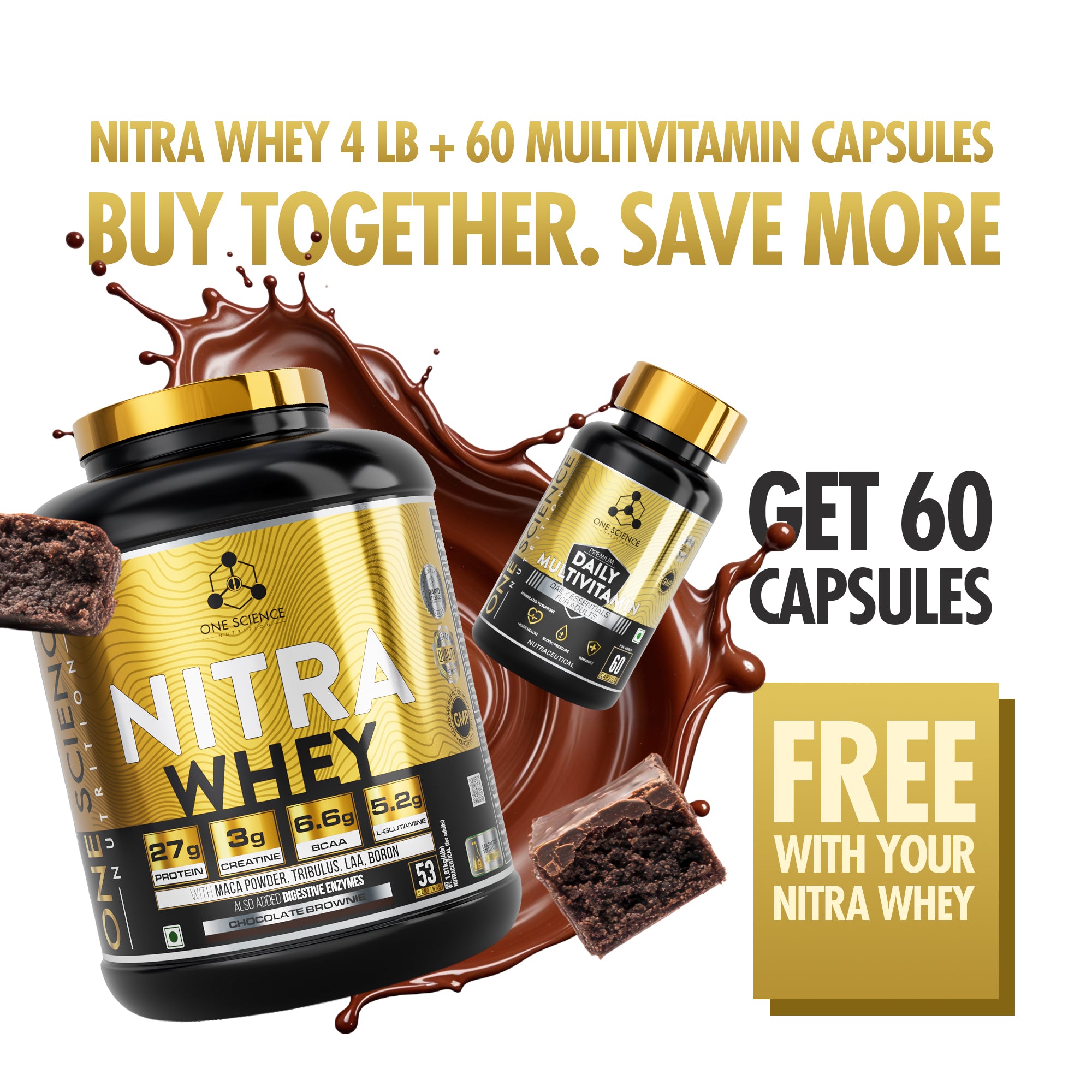 Nitra Whey 4 Lbs + Multivitamin (60 Capsules) - One Science Nutrition (OSN)