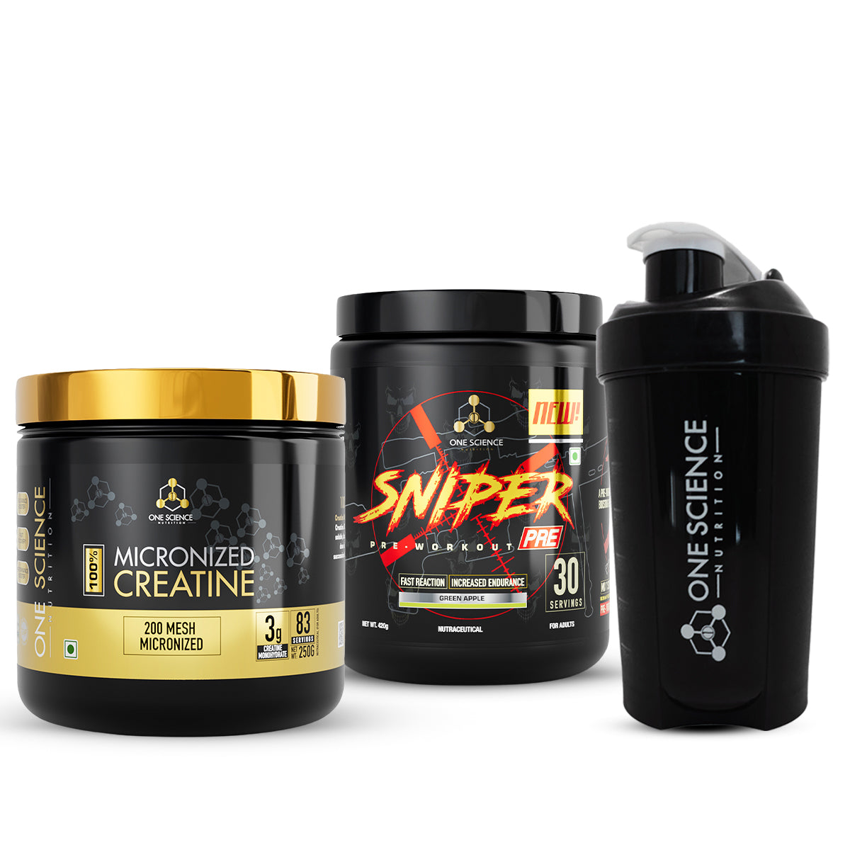 One Science Nutrition(OSN) Sniper Pre Workout 30sv + Free Creatine 250g + Free Shaker