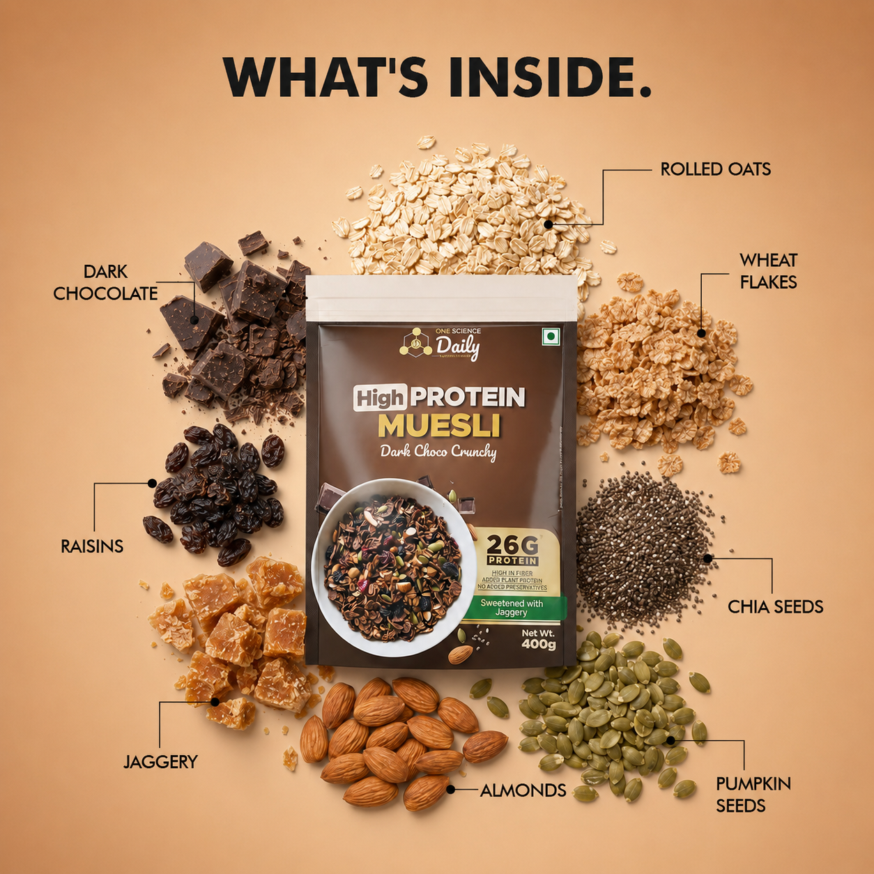 High Protein Muesli | Dark Choco Crunchy - One Science Nutrition (OSN)