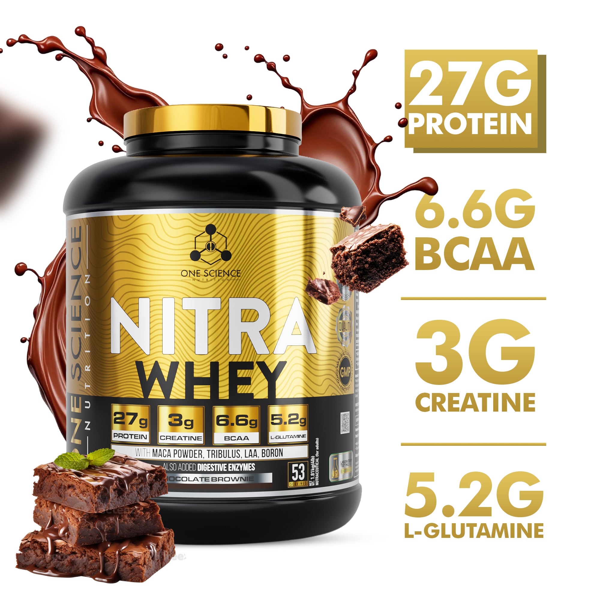Nitra Whey 4 Lbs + Creatine 250G + Free Shaker - One Science Nutrition (OSN)