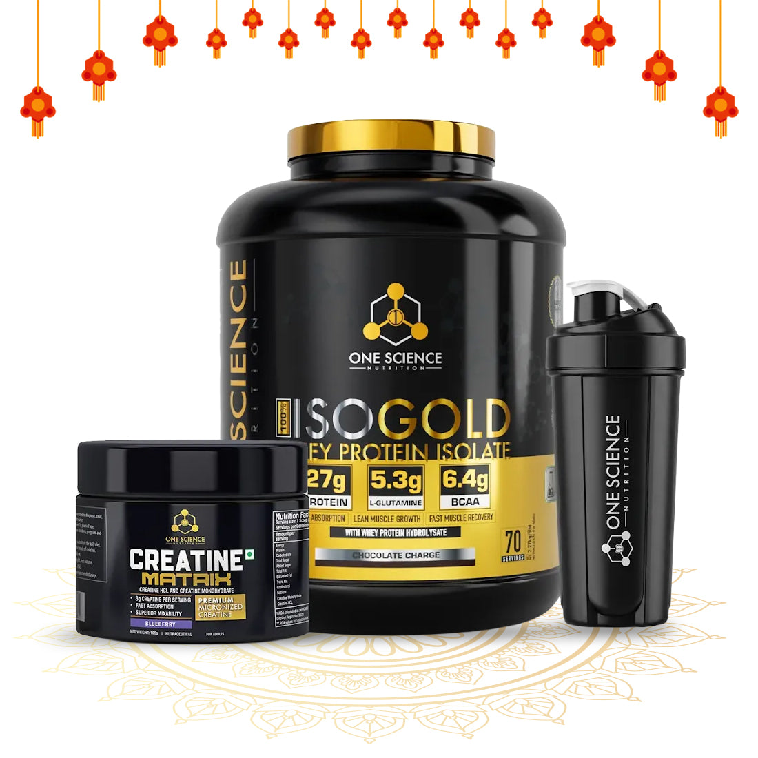Iso Gold Whey Protein Isolate 5 Lbs + Creatine Matrix 30Sv  + Free Shaker - One Science Nutrition (OSN)