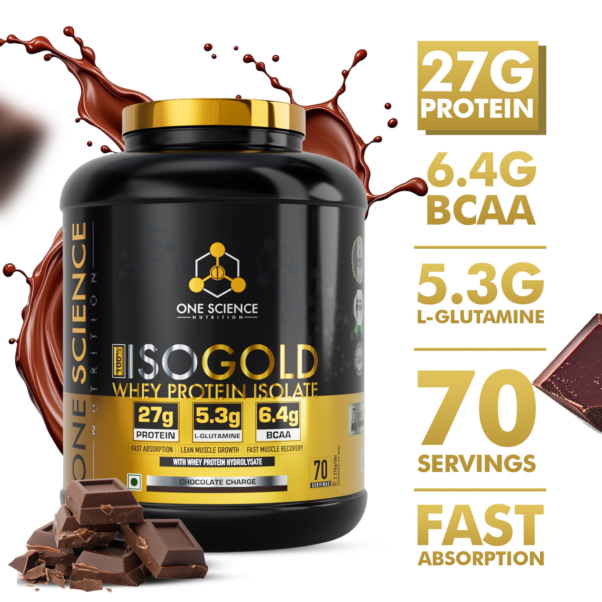 Iso Gold Whey Protein Isolate 5 Lbs + Creatine Matrix 30Sv  + Free Shaker - One Science Nutrition (OSN)
