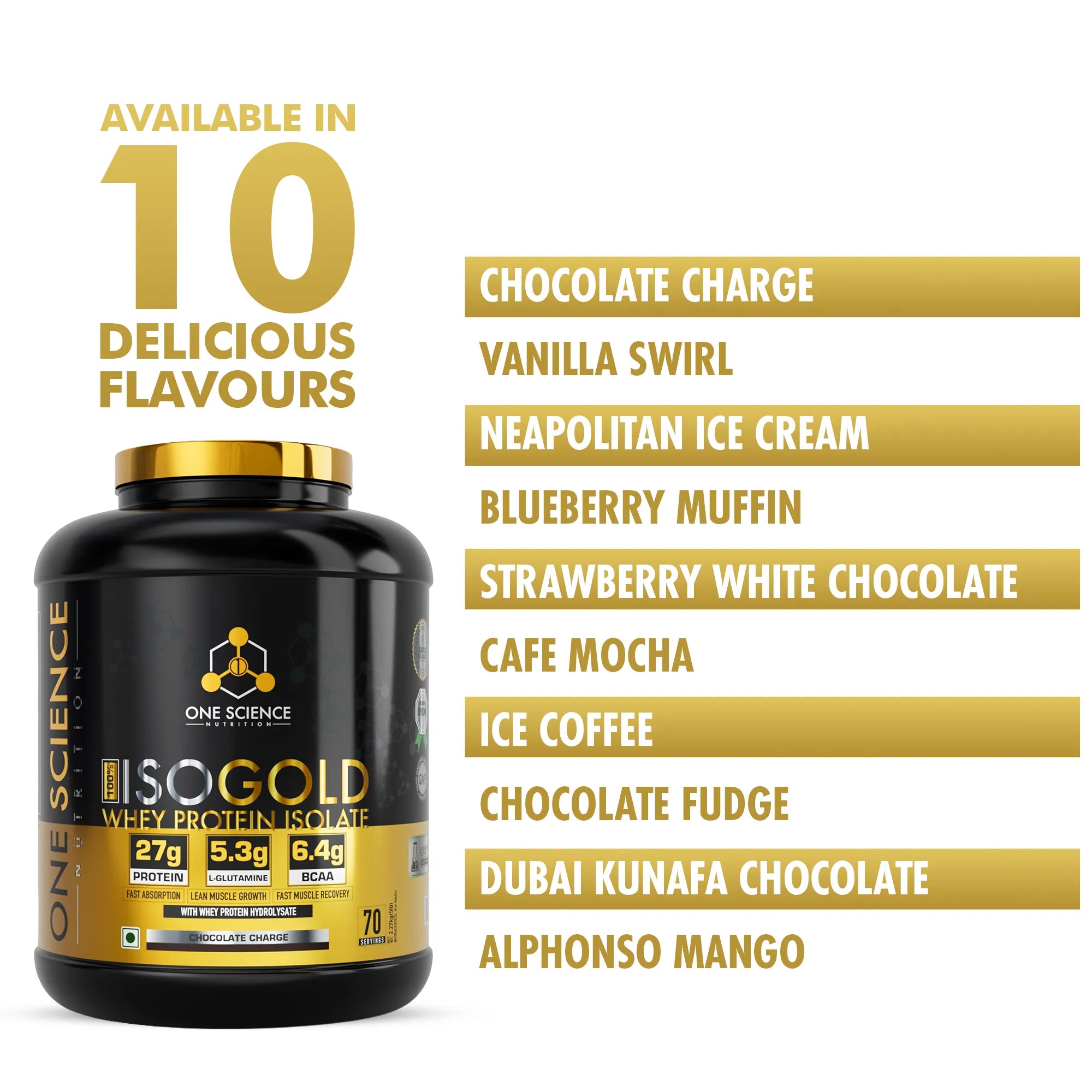 Iso Gold Whey Protein Isolate 5 Lb + Free Shaker - One Science Nutrition (OSN)
