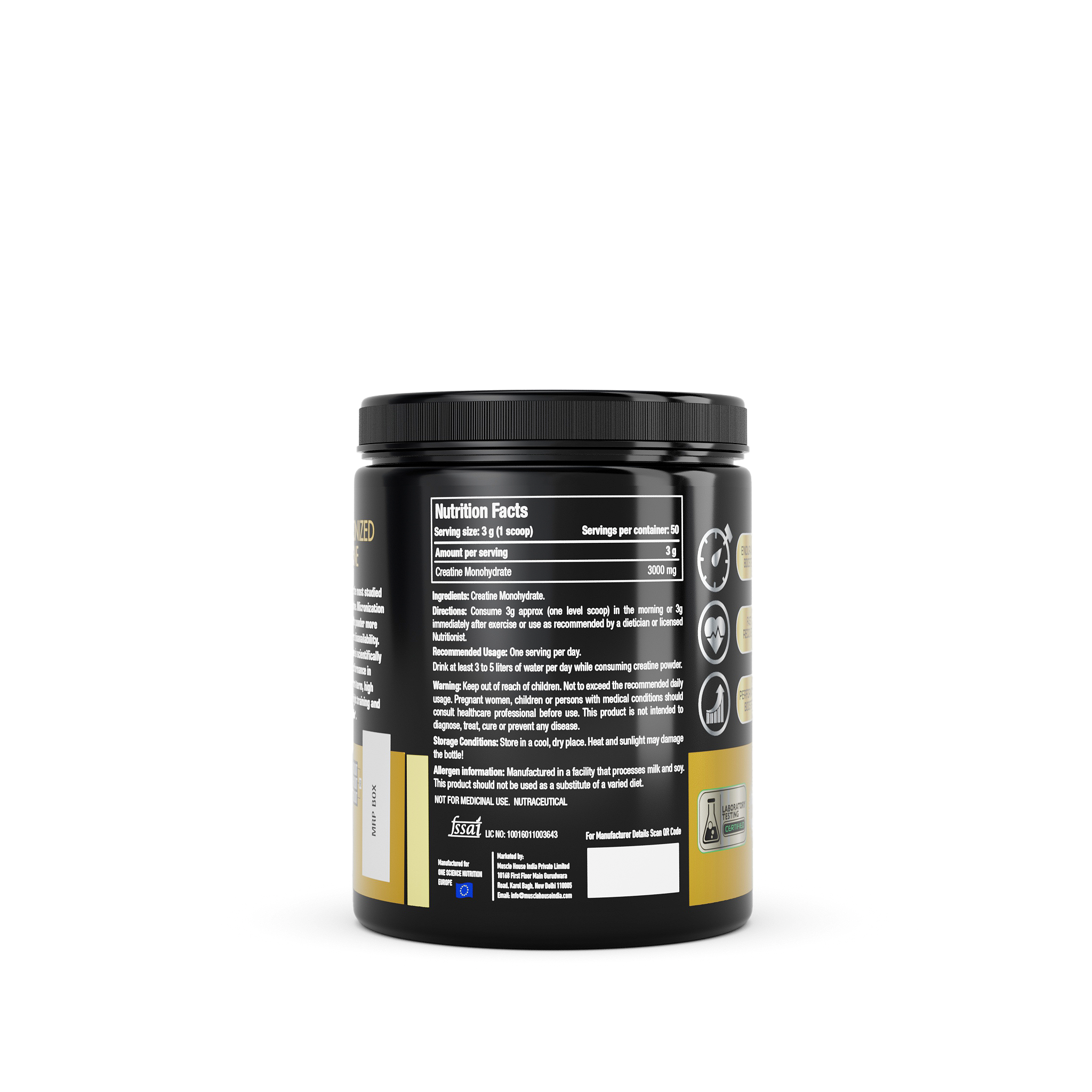 100% Micronized Creatine - 150G (50 Sv) - One Science Nutrition (OSN)