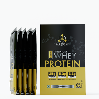 One Science Nutrition(OSN) 100% Premium Whey Protein Travel Pack of 5