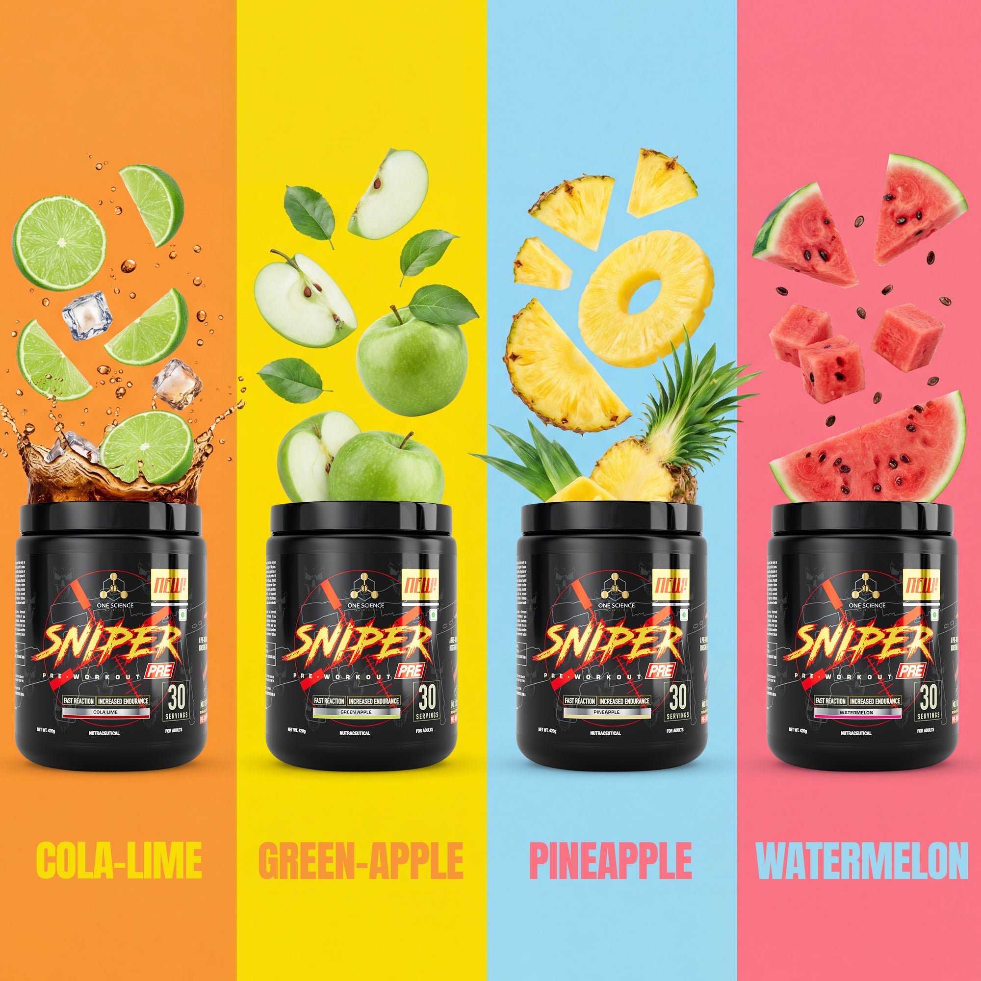 Sniper Pre Workout 30Sv + Creatine 250G + Free Shaker - One Science Nutrition (OSN)