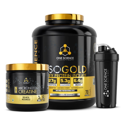 One Science ISO Gold Whey Protein Isolate 5lb +Free Creatine Metrix 30sv  + Free Shaker